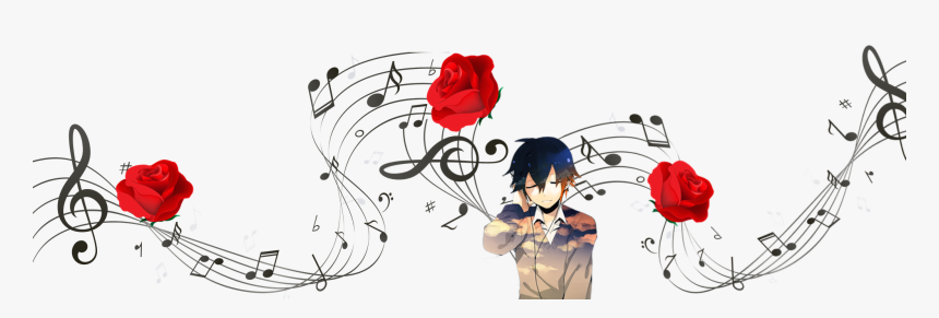 Boy With Music Above Him And Roses - Rock Star Drawing Black And White, HD Png Download
