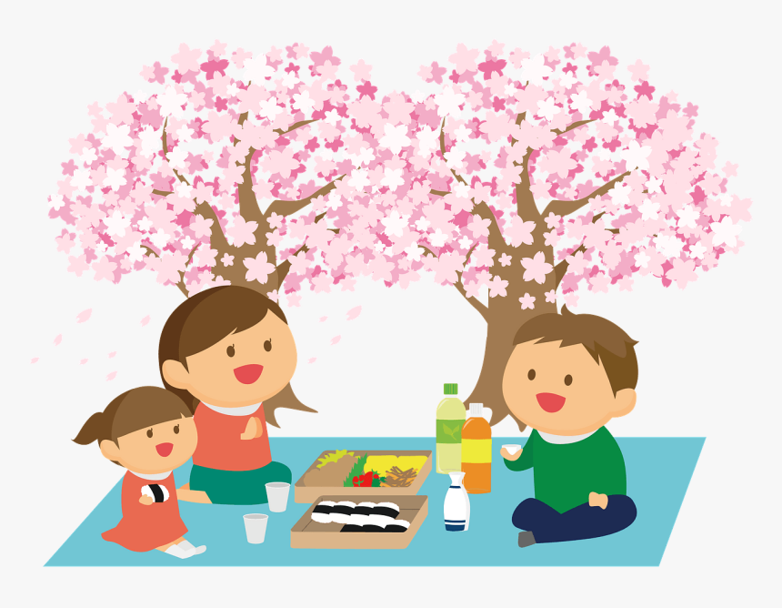 Cherry Blossom Viewing - Cherry Blossom Viewing Cartoon, HD Png Download
