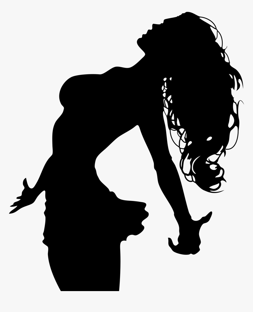 T-shirt Silhouette Woman Clip Art - Long Haired Woman Silhouette, HD Png Download