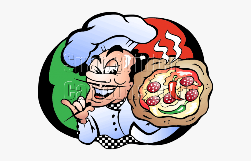 Pizza Chef Holding Pizza Pie - Pizza Baker Cartoon, HD Png Download