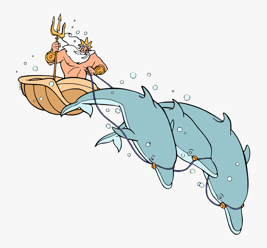 King Triton In His Chariot Led By Dolphins - King Triton Chariot, HD Png Download
