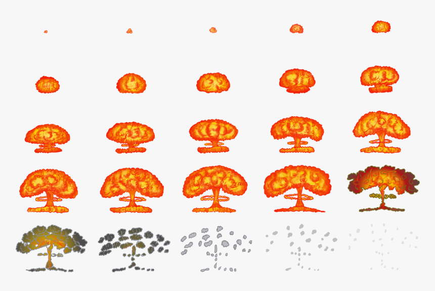 Explosion Clipart Nuclear Test - Nuclear Explosion Pixel Art, HD Png Download