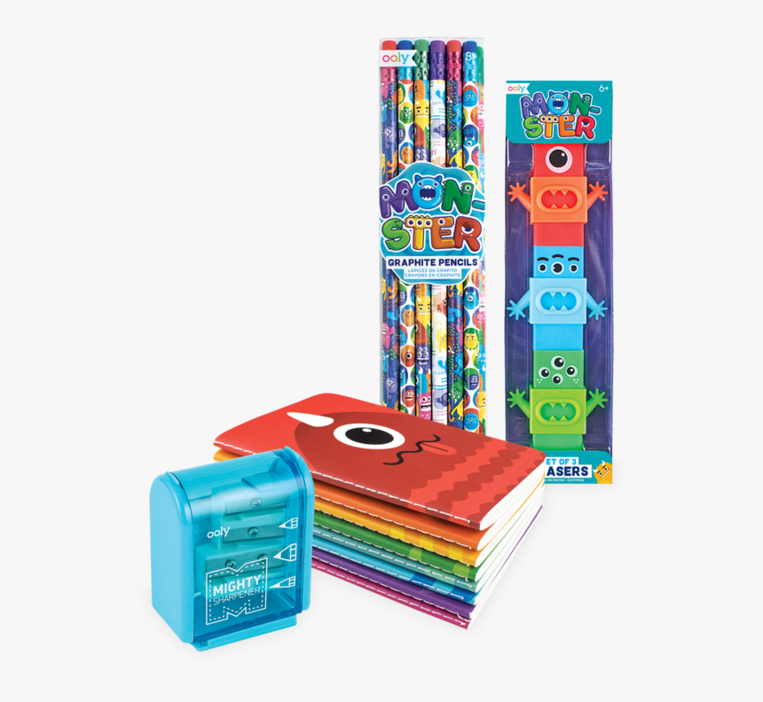 Monster Pals Happy Pack With Monster Pencils, Erasers, - Notebook, HD Png Download