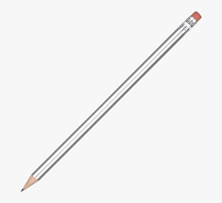 Standard Wooden Pencil With Eraser- Silver - Envelope Opener, HD Png Download