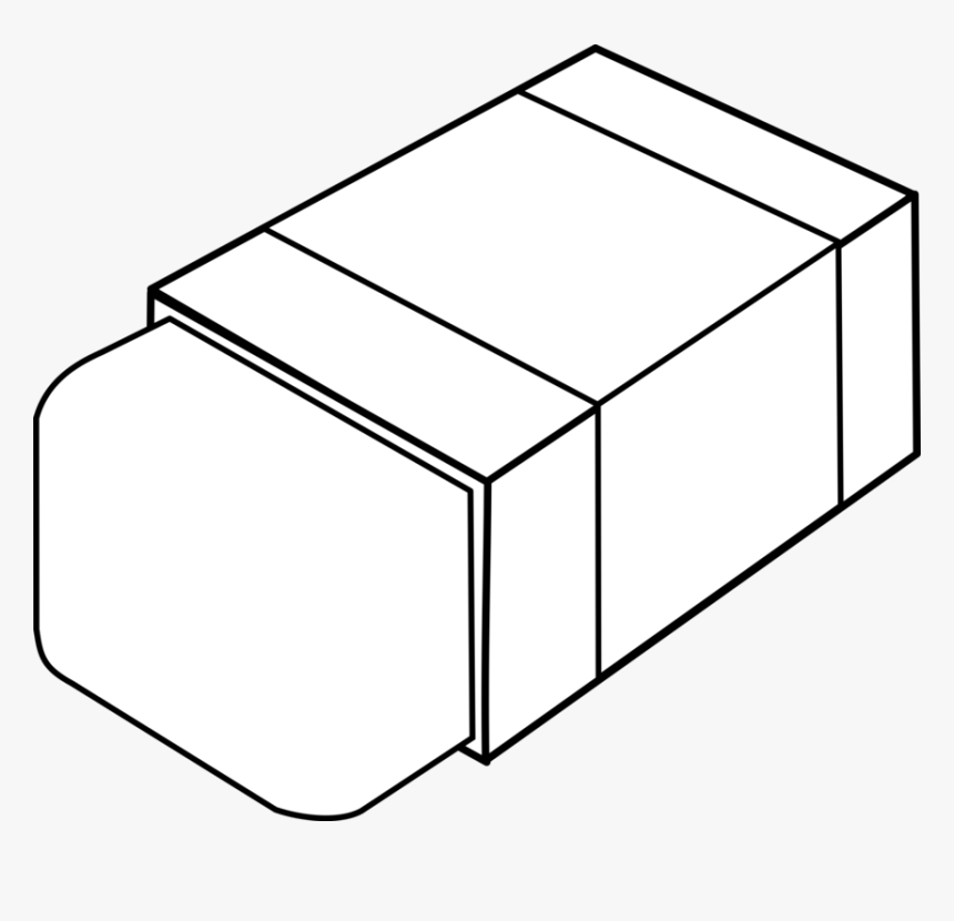 Drawing Eraser Pencil Coloring Book Line Art - Eraser Black And White, HD Png Download
