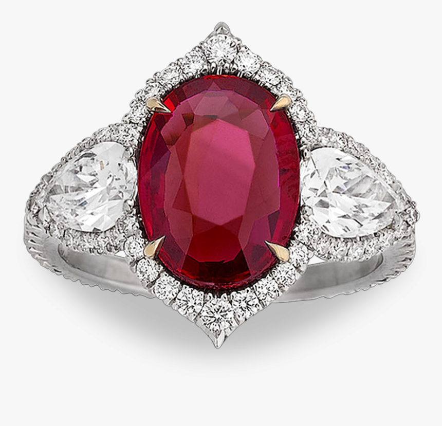 Untreated Ruby And Diamond Ring, - Ring, HD Png Download