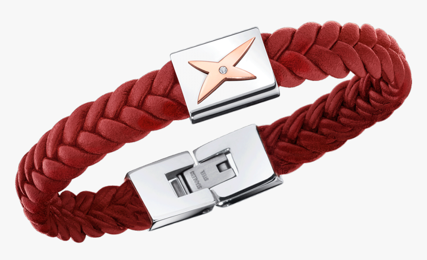 Mec J Te Kiff Bracelet, Red Leather, Silver Steel And - Bracelet Cuir Mauboussin, HD Png Download