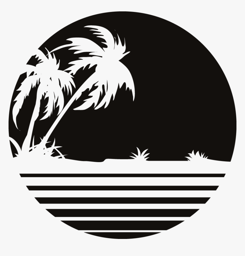 Beach Silhouette Label Png, Transparent Png