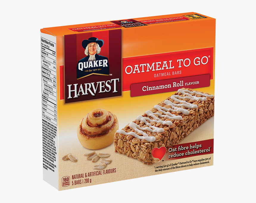 Quaker® Oatmeal To Go® Cinnamon Roll Oatmeal Bars - Cinnamon Bun Granola Bars, HD Png Download
