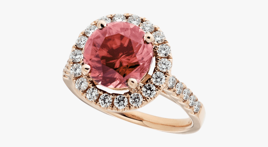 Round Zircon And Diamond Halo Set Ring, HD Png Download