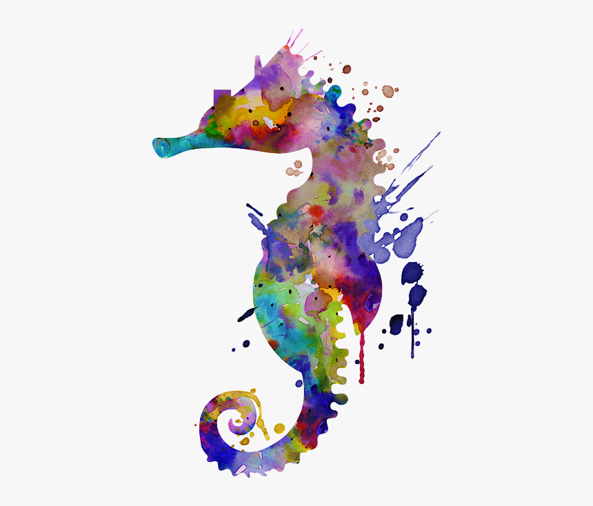 Colorful Seahorse Painting, HD Png Download