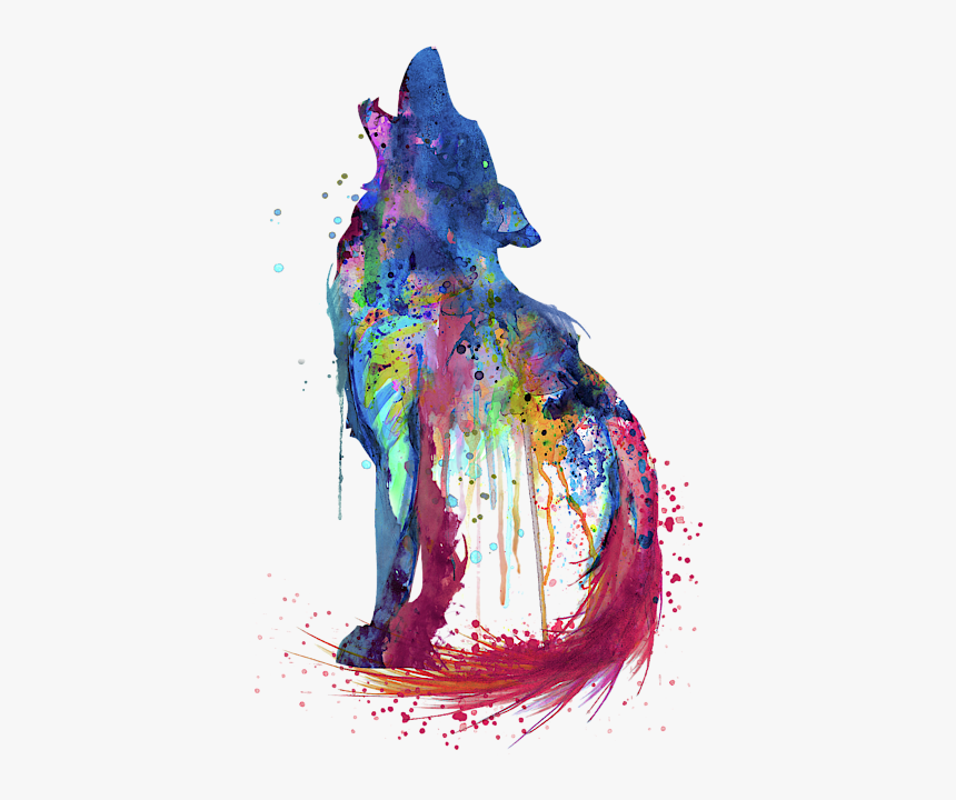 Wolf Watercolor Drawing, HD Png Download