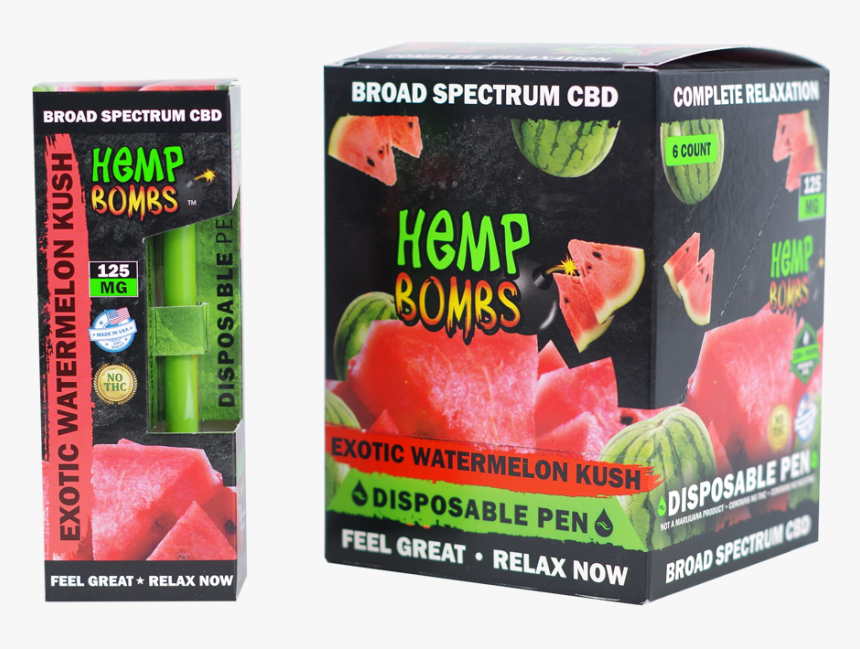 Hemp Bombs Disposable Cbd Pen Exotic Watermelon Kush - Strawberry, HD Png Download