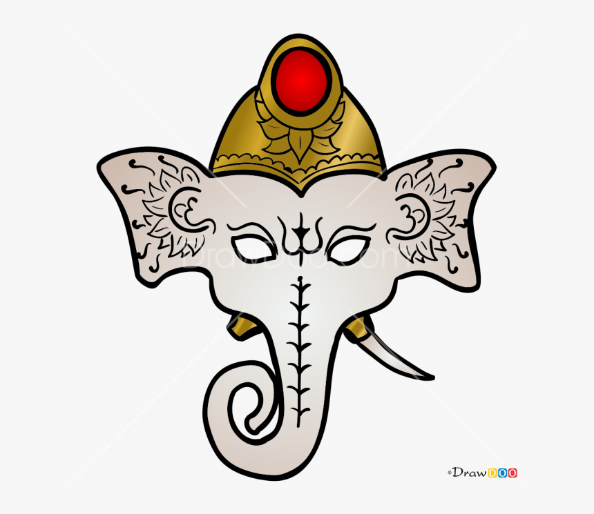 Collection Of Free Ganesh Drawing Chibi Download On - Ganesh Mask Drawing, HD Png Download