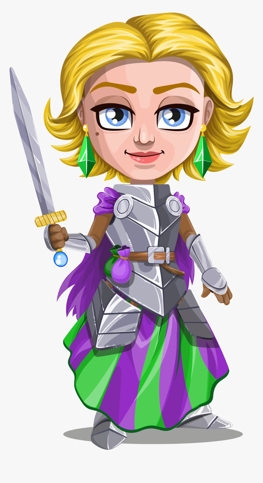 Woman Knight Cartoon, HD Png Download