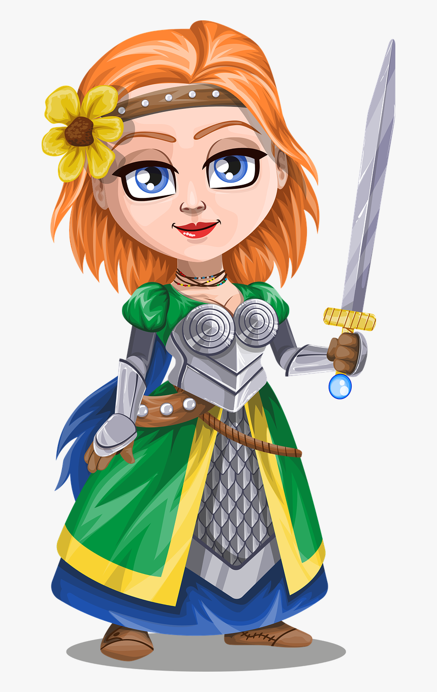 Woman Knight Warrior In Armor, Holding A Sword - Female Knight Clipart Png, Transparent Png