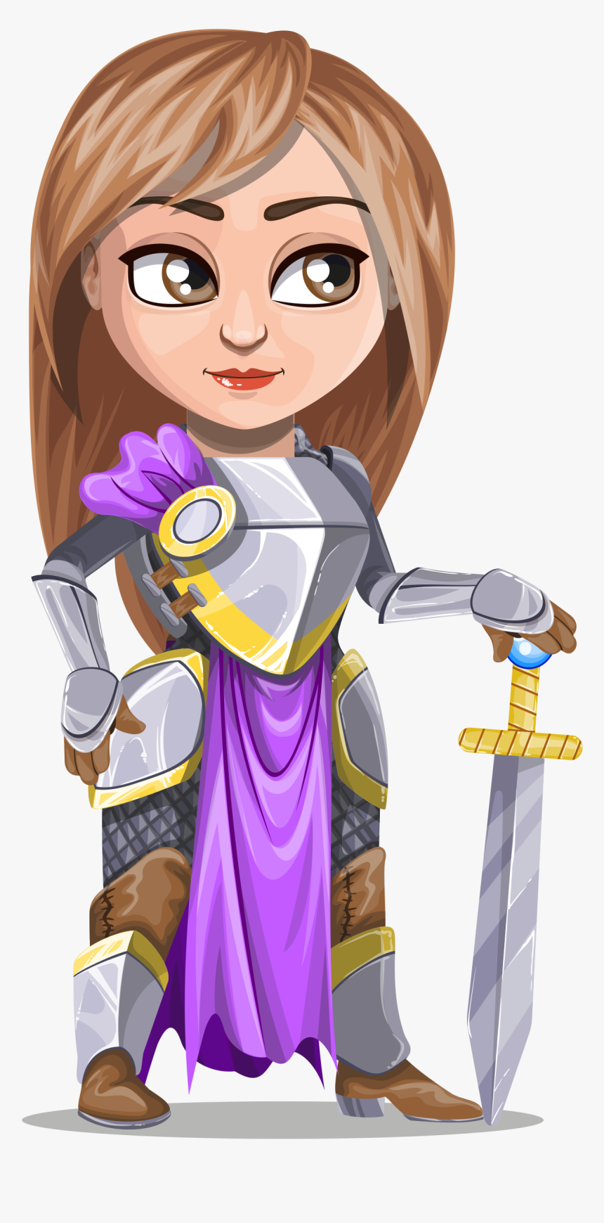 Woman Knight Warrior In Armor, Holding A Sword - Woman Warrior Clipart, HD Png Download