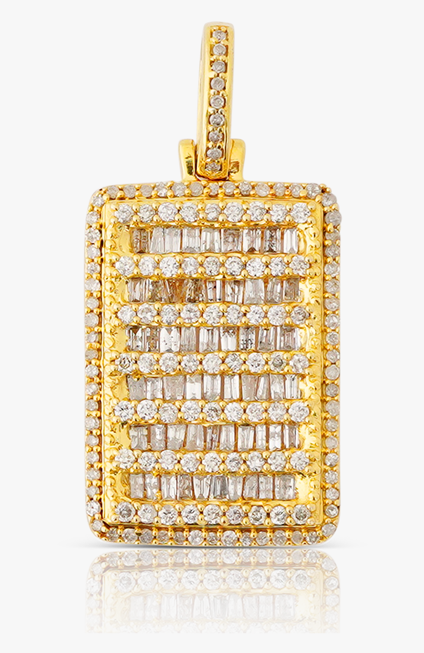 10k Yellow Gold Baguette Diamond Pendant - Pendant, HD Png Download
