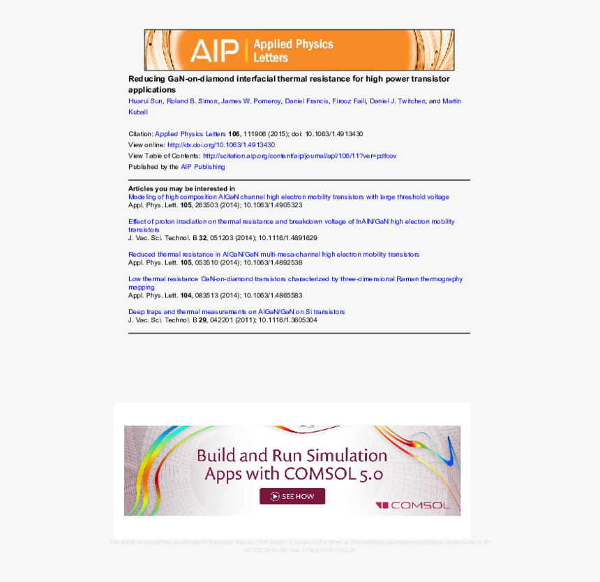 Diamond Film Growth By Cvd Applied Physics Letters, HD Png Download