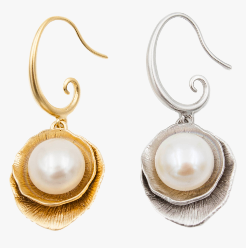 Lotus Leaf Pearl Earrings - Earrings, HD Png Download