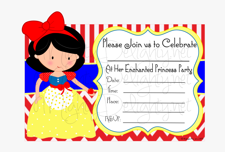 Mighty Delighty Royal Princess Party It Is - Snow White Blank Invitations, HD Png Download