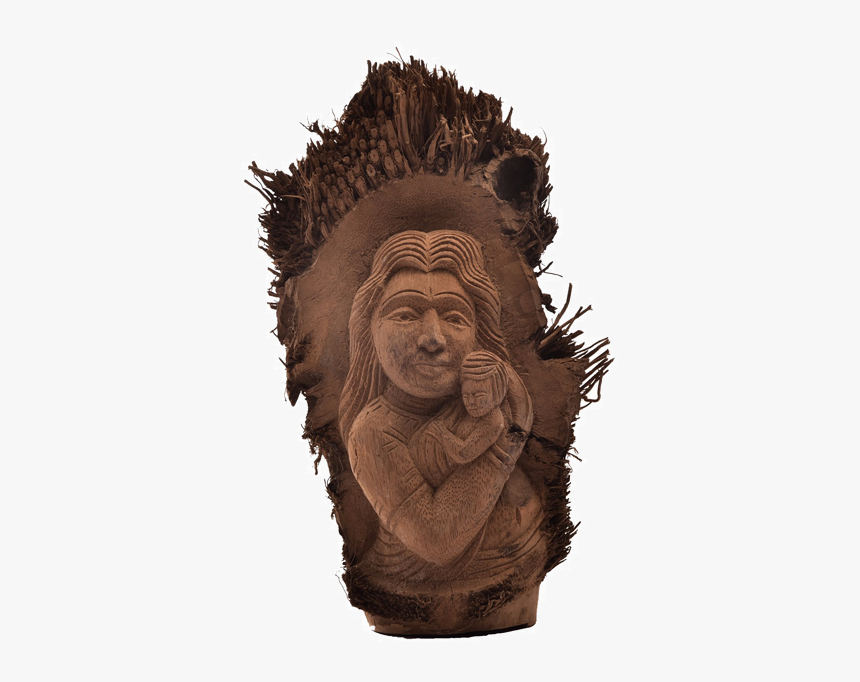 Mother Mary Holding Baby Jesus Carved On Bamboo Root - Bust, HD Png Download
