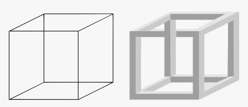 Necker Cube And Impossible Cube Clip Arts - Clipart Cube Black And White, HD Png Download