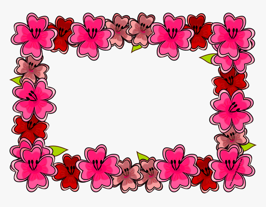 Free Digital Bright Flower Frame Png And Journaling - Pink Flower Frame Designs Png, Transparent Png