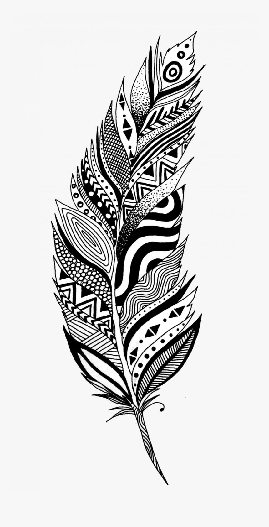 Black And White Feather Clip Art, HD Png Download