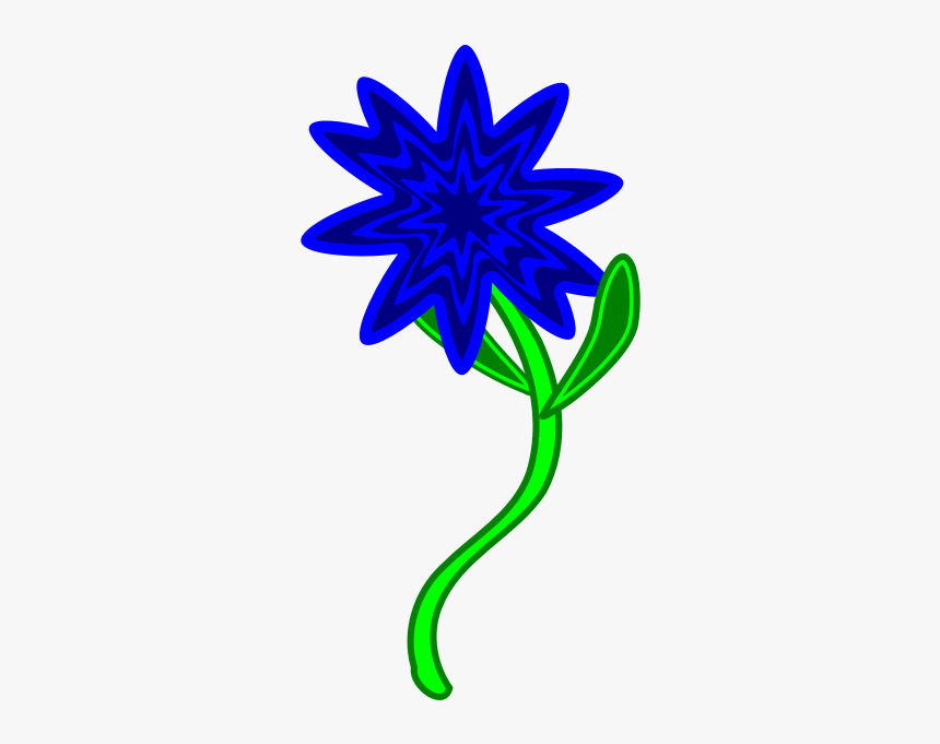 Blue Flower Hippy - Single Flower With Stem Clipart, HD Png Download