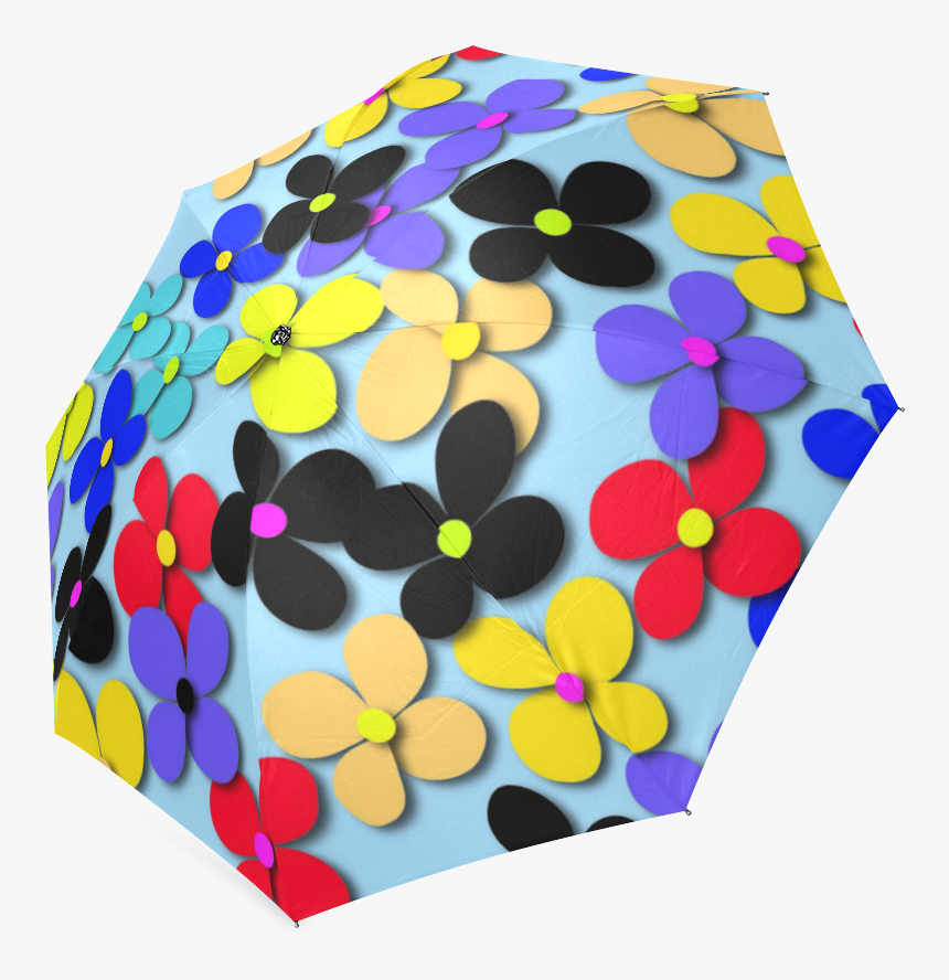 Hippie Trippy Love Peace Flowers Foldable Umbrella - Umbrella, HD Png Download