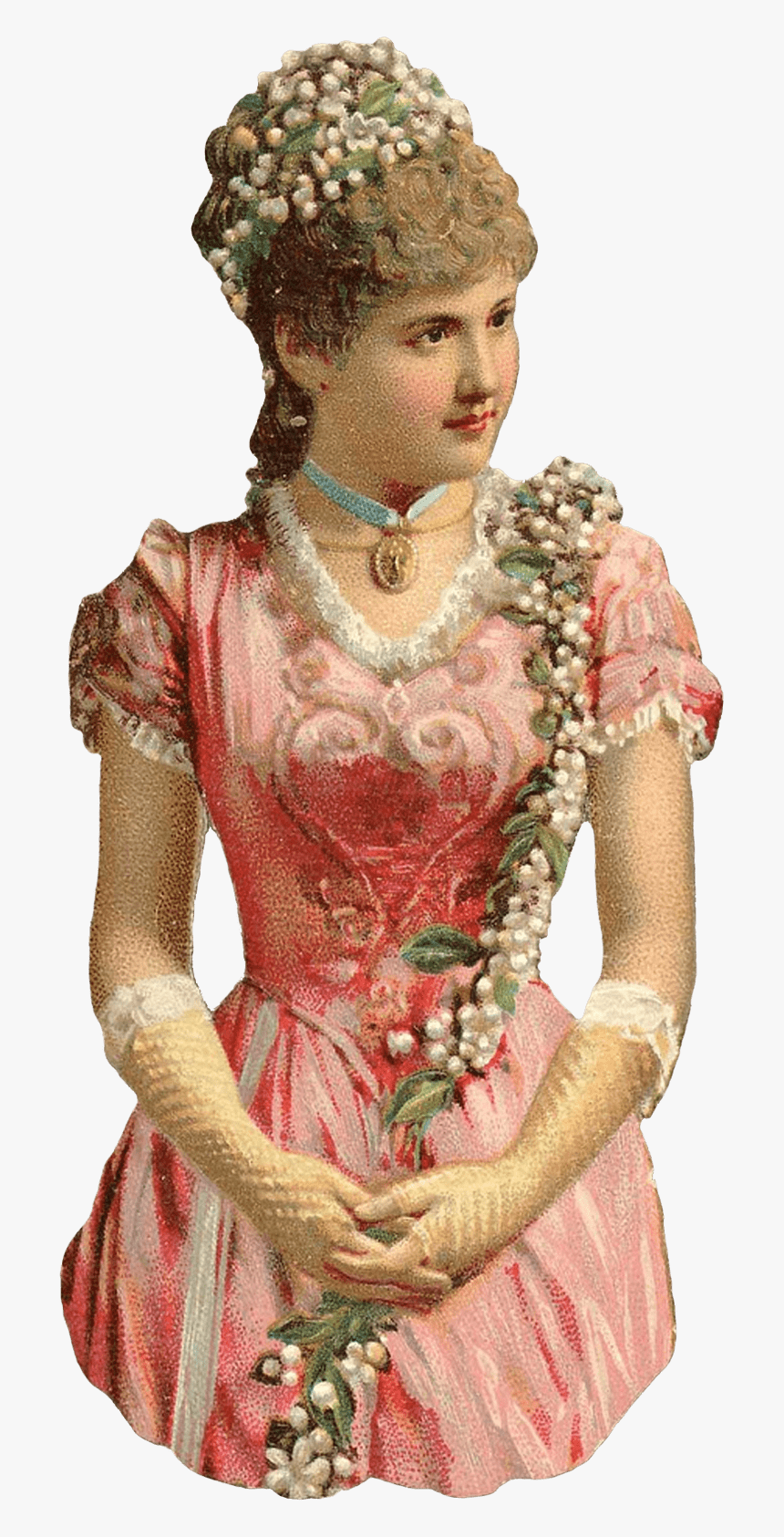 Vintage Victorian Lady With Long Gloves - Transparent Victorian Lady Png, Png Download