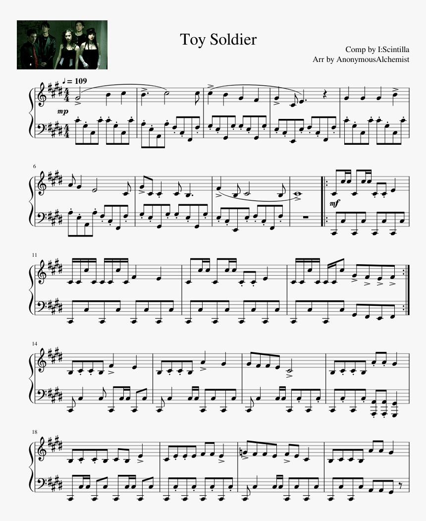 Toy Soldier - I - Scintilla - Piano Solo - Ave Maria - Toy Anonymous Sheet Music, HD Png Download