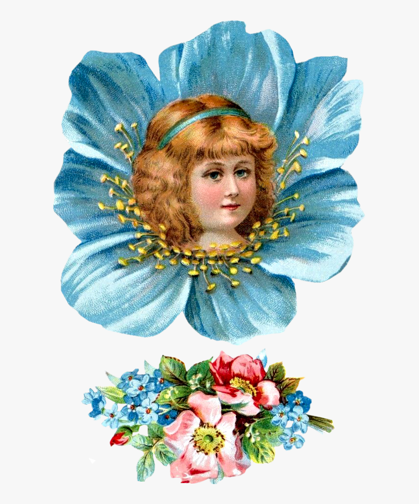 Free Victorian Flower Girl Head Clipart - Victorian Clipart Victorian Angel, HD Png Download