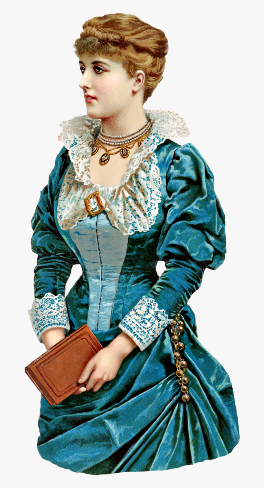 Victorian Lady In Blue Clipart - Victorian Era Victorian Blue Dress, HD Png Download