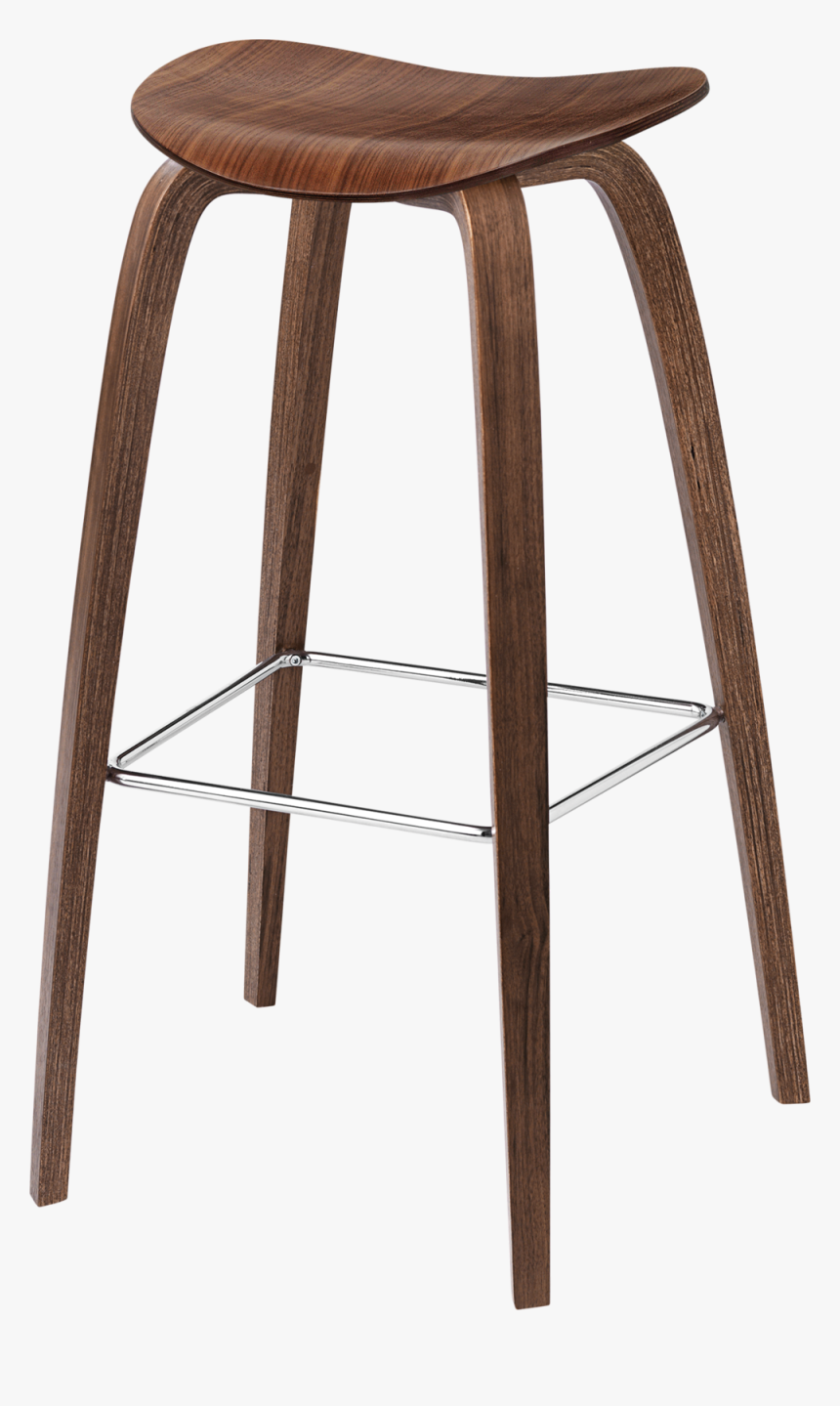 2d Barstool Wood Chrome Unupholstered Americanwalnut - Gubi 2d Barstol, HD Png Download