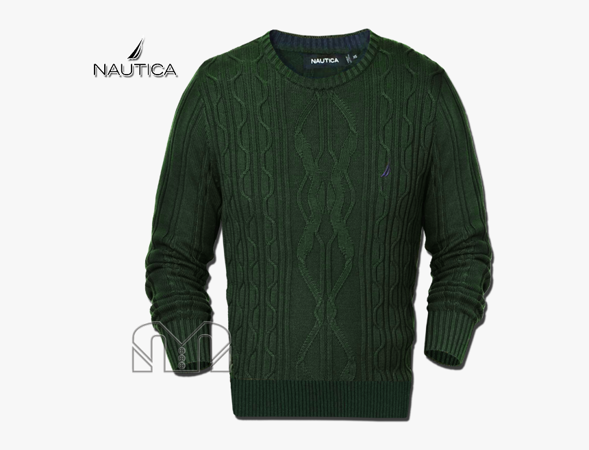 ~nautica Fisherman Crewneck Green Knit Sweater - Cardigan, HD Png Download