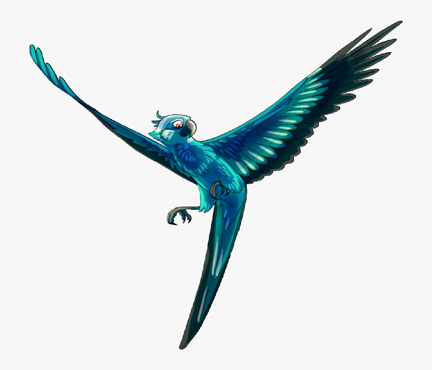 Funny Turquoise Cartoon Parrot Tattoo Design By Gamma - Blue Macaw Rio Oc, HD Png Download