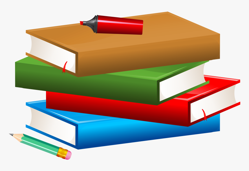 Books With Pencil And Marker Png Clipart Imageu200b - Books And Pencil Clipart, Transparent Png