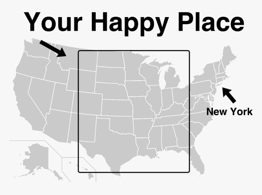 Ny Graphic Map - United States North And South, HD Png Download