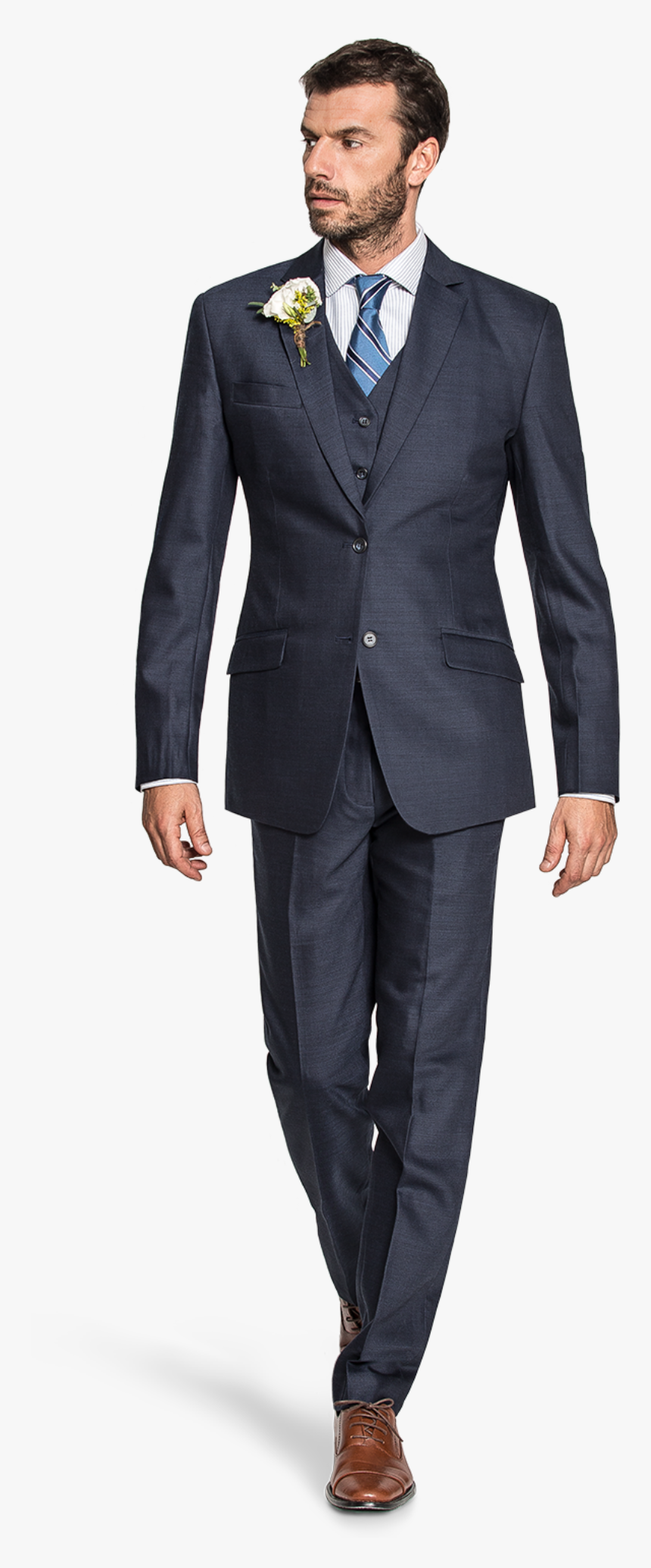 Black Suit With Blue Pinstripes, HD Png Download