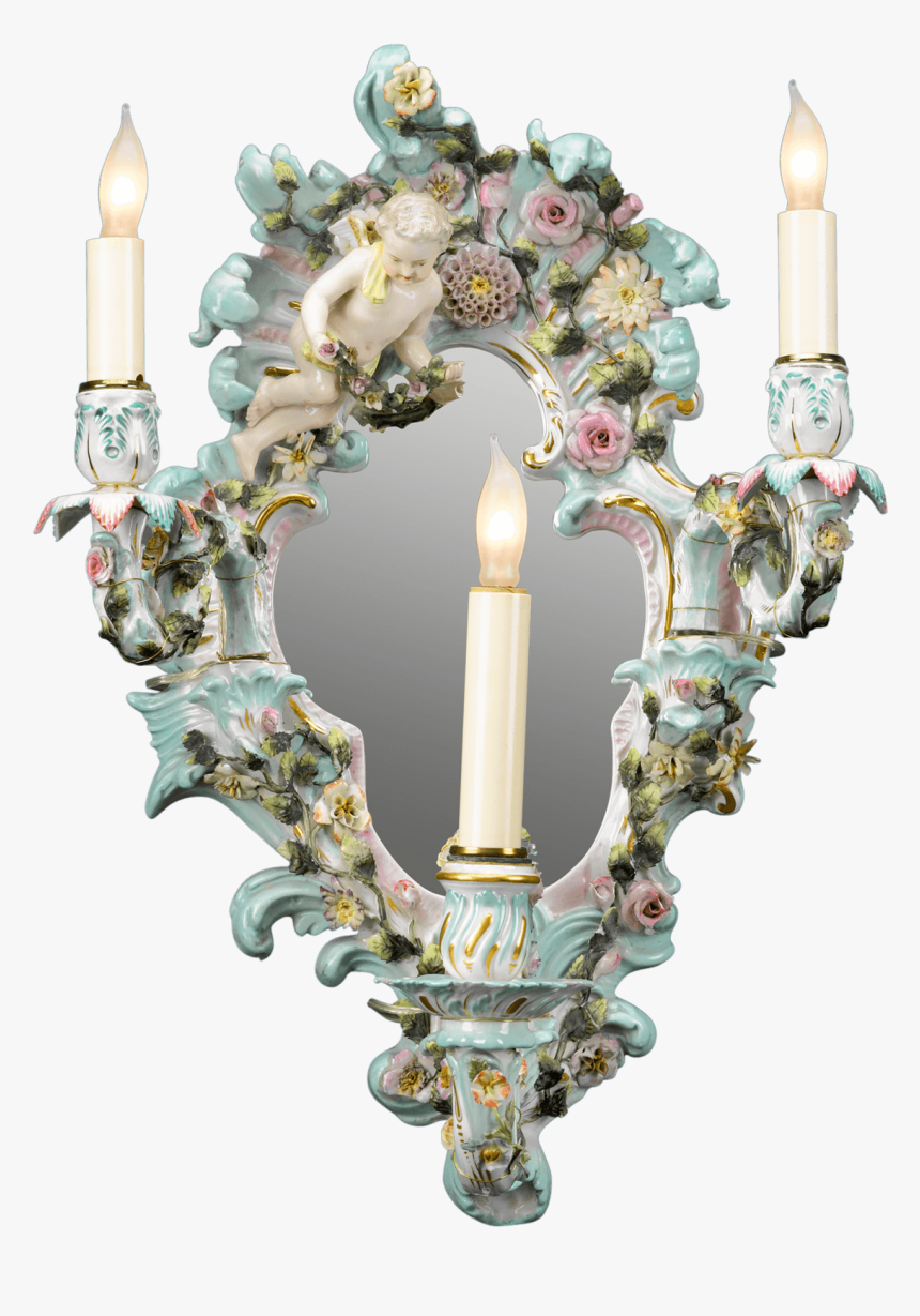 Meissen-style Porcelain Wall Sconce - Dresden Ceramic Wall Sconce, HD Png Download