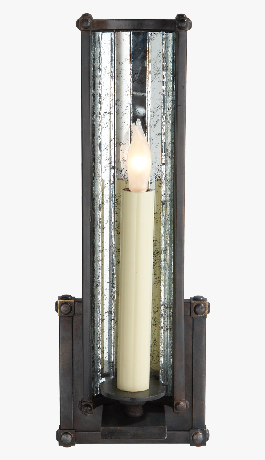 Kate Small Wall Sconce In Aged Iron With Antique Mirror - Sconce, HD Png Download