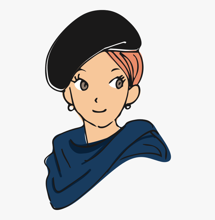 Cheek,art,headgear - Female Beret Clipart Png, Transparent Png