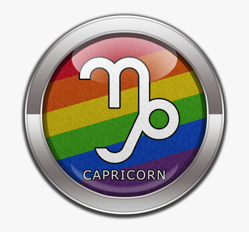 Capricorn Horoscope Symbol On Round Lgbt Rainbow Pride - Bisexual Capricorn, HD Png Download