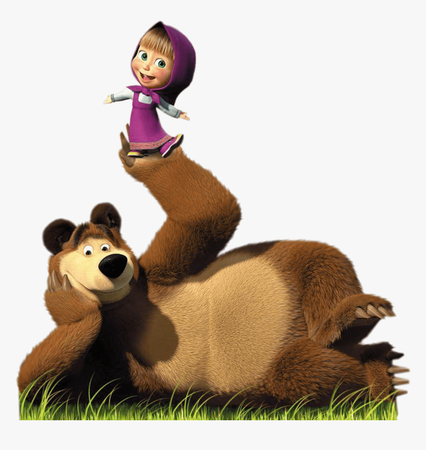 Masha Doing Balancing Act On Bear S Paw - Masha And The Bear Png, Transparent Png