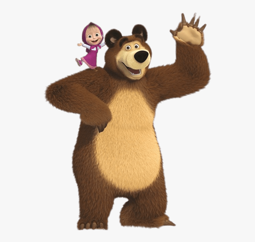 Masha On Bear S Shoulder - Bear Masha Png, Transparent Png