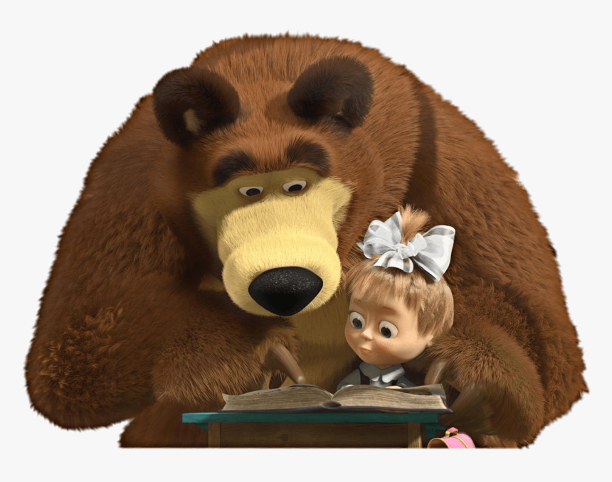 Bear Reading To Masha - Masha And The Bear Study, HD Png Download