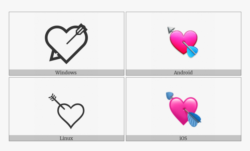 Heart With Arrow On Various Operating Systems - Heart, HD Png Download