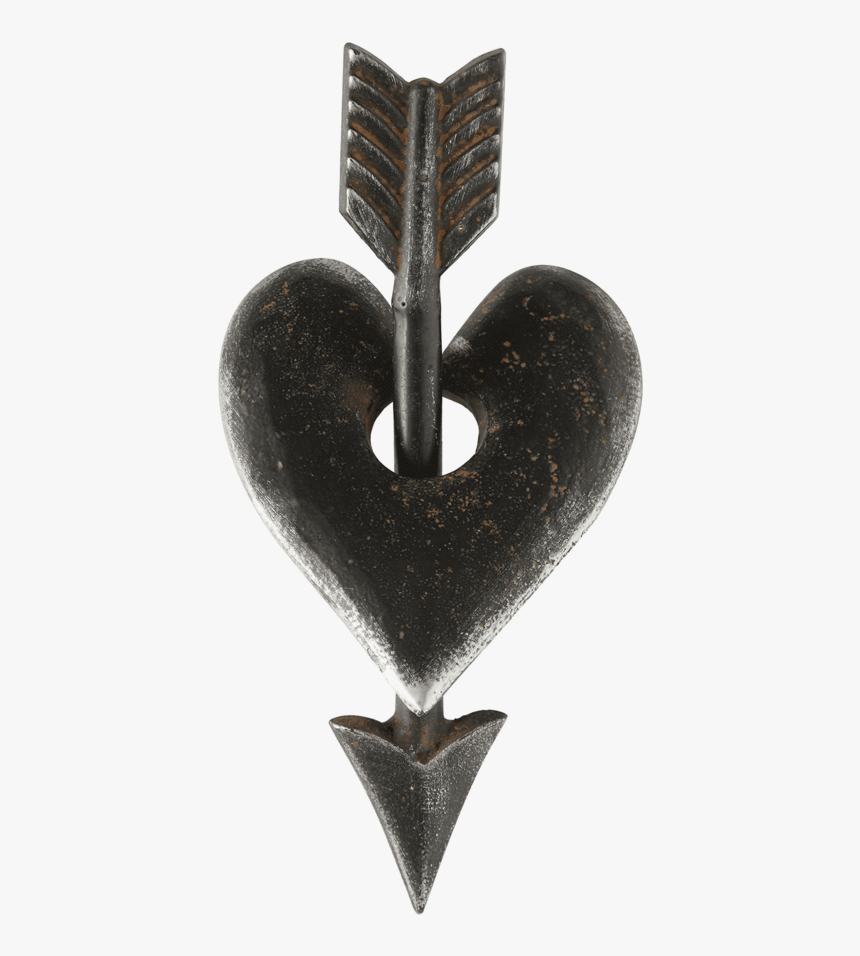 10 L X 4-3/4 W Cast Iron Heart & Arrow Decoration - Metal Heart And Arrow, HD Png Download